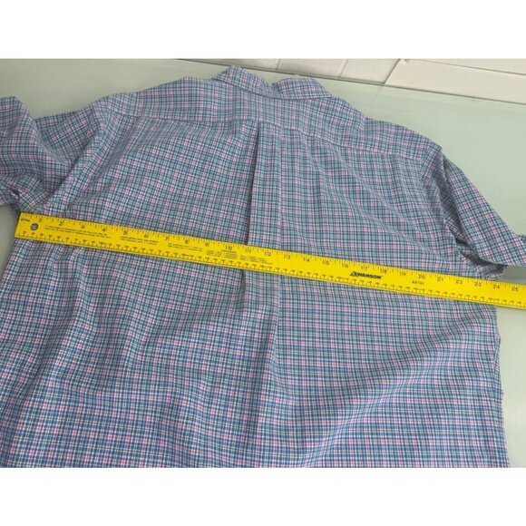 Polo Ralph Lauren Men Shirt Large L Madras Button UP Long Sleeve Blue Pink - Picture 6 of 8